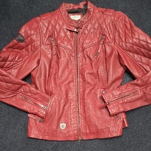 Harley-Davidson Red Leather Jacket with Quilted Stitching